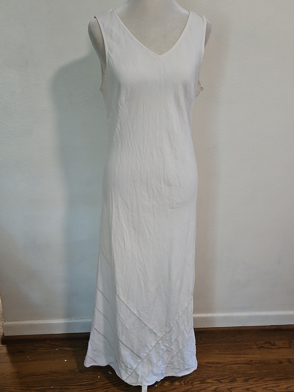 Talbots White Sleeveless V-Neck Maxi Dress
